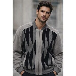 Vintage St. Croix Knits Zip-Up Jacket | Geometric Knit | Wool Blend | Men's M